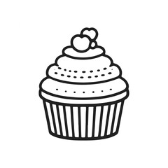 A cupcake with a heart on top. It is a cute and simple design. The cupcake is white and has a frosting on top