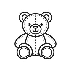A teddy bear is sitting on a white background. The bear is smiling and has a cute expression
