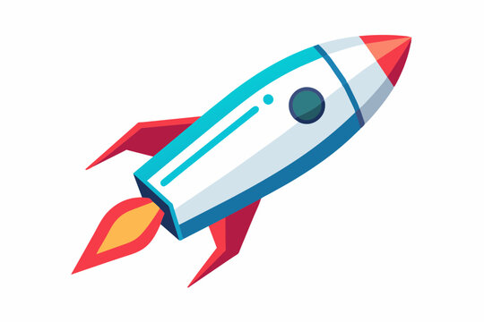 recommend clip art: futuristic rocket isometric line art no fill on white background