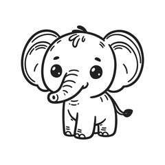 A cute elephant with a big smile on its face. The elephant is standing on a white background