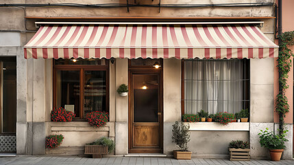 vintage french boutique facade , chic luxury store vitrine