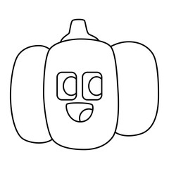cartoon pumpkin vegetable line icon.