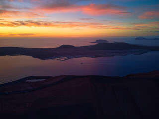 Spectacular sunset over the Chinijo Archipelago