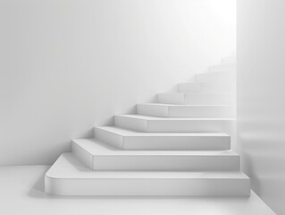 white stairs or steps going up on white wall background business achievement or career goal concept