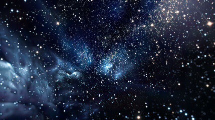 Obraz premium Night starry skies with twinkling and blinking stars abstract dark 3D illustration with glowing particles capturing the vastness of space and the serene beauty of the black sky 