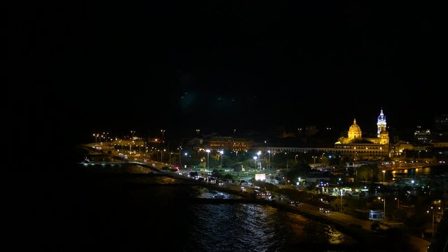 Cartagena causeway at night