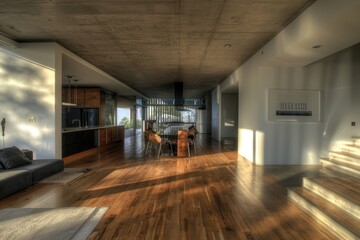 A warm and inviting living room with various pieces of furniture and a wooden floor