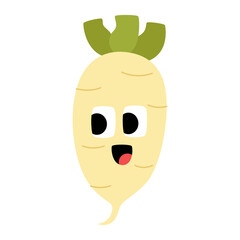 cartoon Daikon radish vegetable icon.