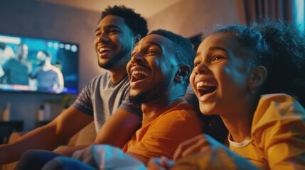 Obraz premium A group of friends gathered on a couch, engrossed in a video game