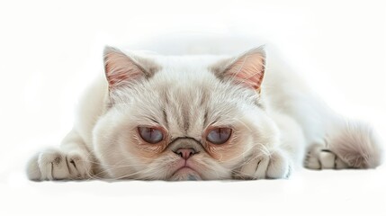 Closeup of a White Cat with Big Eyes.