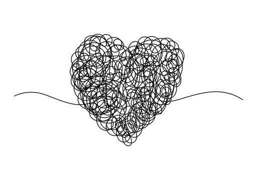 Heart from complicated continuous line drawing.