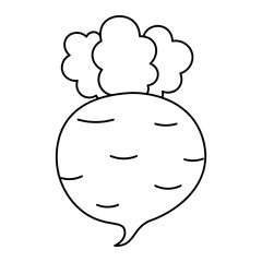 cartoon radish vegetable line icon.