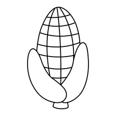 cartoon sweetcorn vegetable line icon.