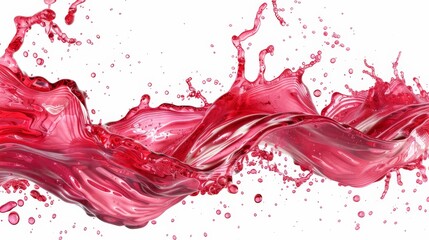 A dynamic and vibrant splash of red liquid, captured in motion against a white background