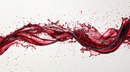 A dynamic and vibrant splash of red liquid, captured in motion against a white background