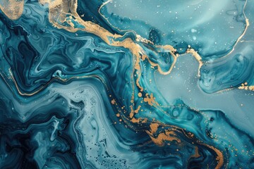 Obraz premium Close-up view of a beautiful painting featuring blue and gold colors