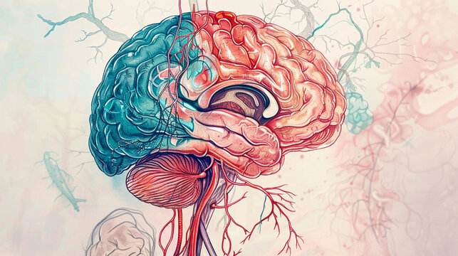 Detailed Anatomical Illustration of Human Brain