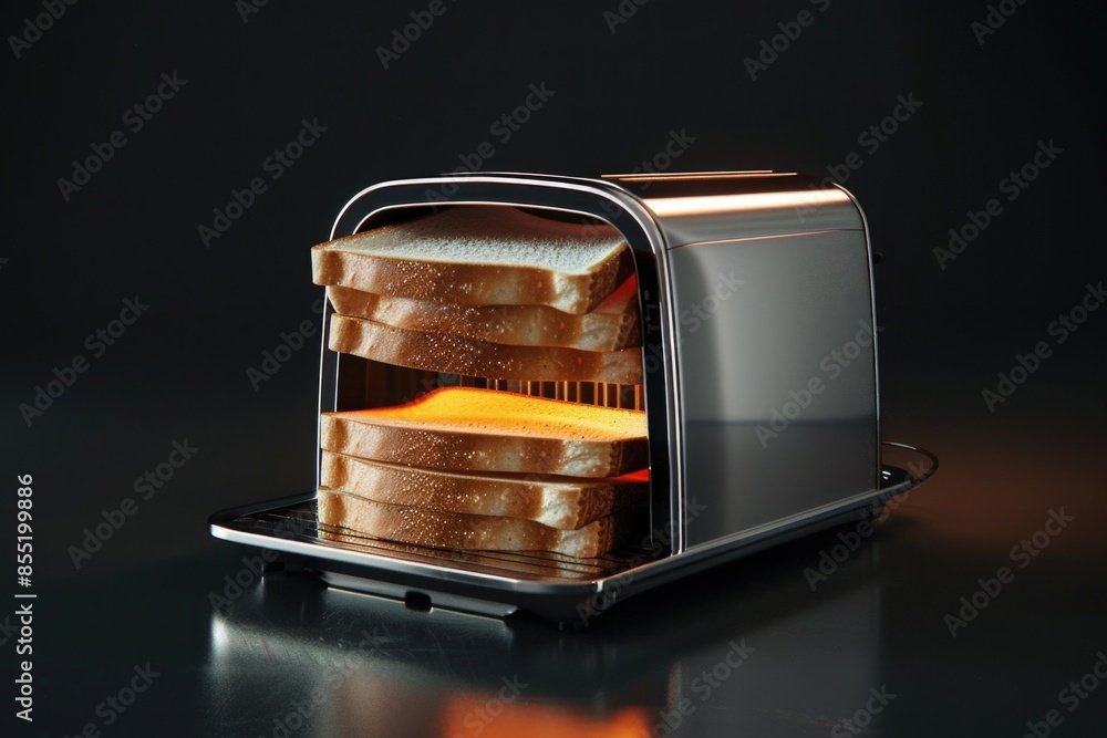 Poster a toaster with a slice of bread inside