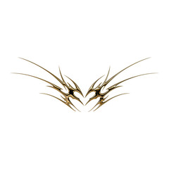 Obraz premium 3d chrome metal effect neo tribal y2k gothic style tattoo. Cyber sigilism heart design.