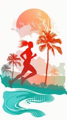 Athletic Woman Running on the Beach