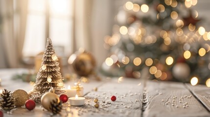 Festive Christmas Tabletop with Miniature Christmas Tree