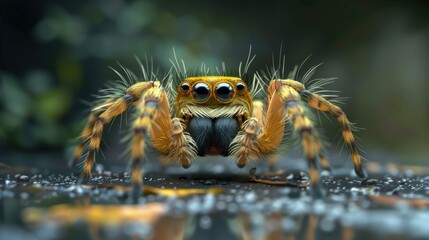 A close-up view of a spider on a surface
