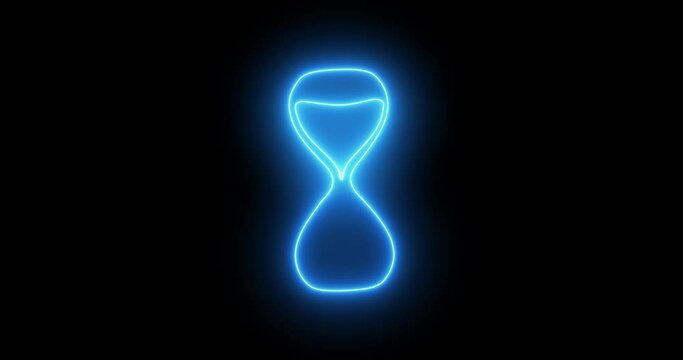 Glowing hourglass with blue lines, emitting a vibrant and ethereal aura. The hourglass is illuminated against a dark background, creating a mesmerizing and captivating visual effect. The animation is
