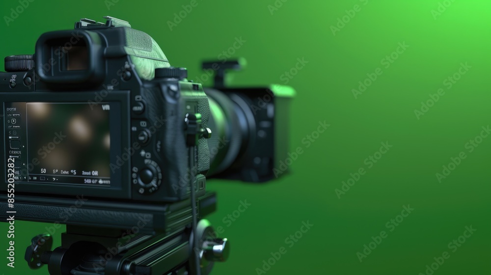 Aufkleber a camera set up on a tripod ready to capture an image