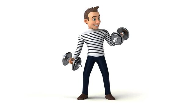 Fun 3D cartoon character with weights