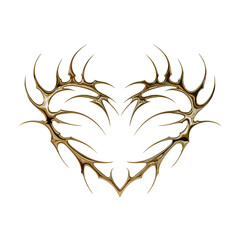 3d chrome metal effect neo tribal y2k gothic style tattoo. Cyber sigilism heart design.