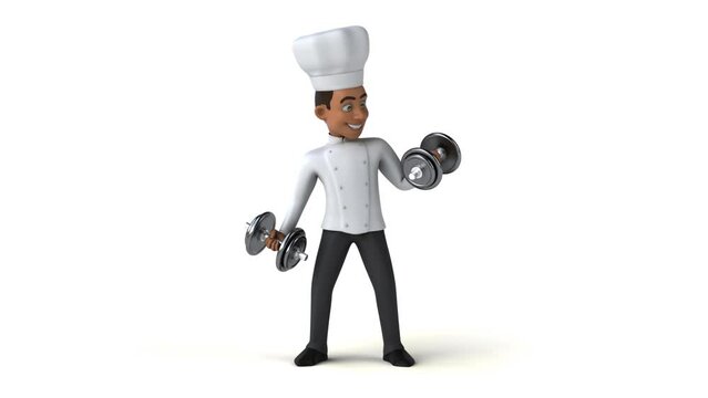 Fun cartoon chef with weights