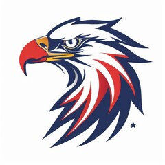 Fototapeta premium Generate a minimalist logo featuring the outline of a bald eagle head on a white background for Independence Day 3d render