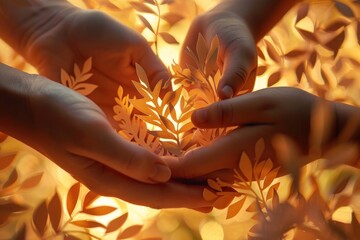 Paper family in hands, insurance, protection or volunteer concept