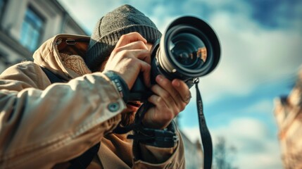 A person taking a photo with a camera