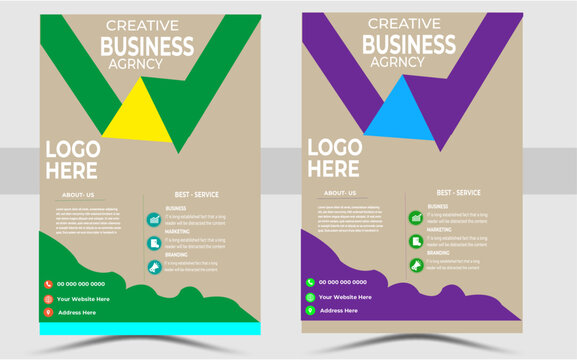 a bundle of 1 templates of a4 flyer template, modern template,Corporate business flyer template design set,flyer in A4 with colorful business proposal,corporate,reative modern bright concept circle .