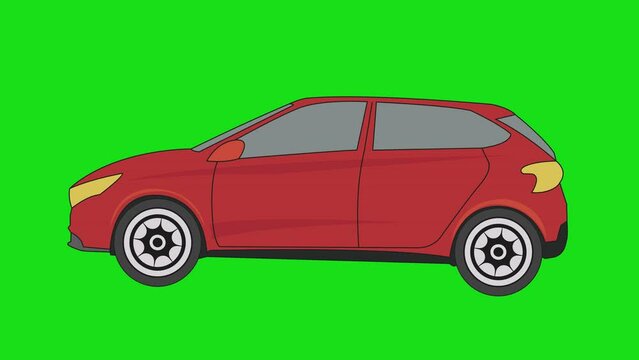 animated super car isolated on a green background