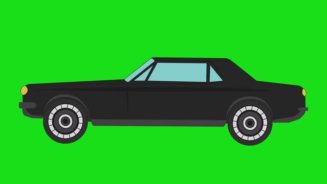 animated super car isolated on a green background