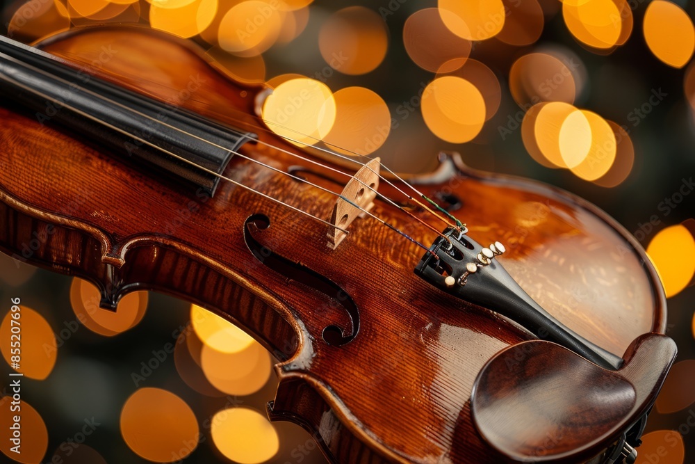 Poster classical violin close up with bokeh background