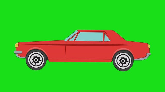 animated super car isolated on a green background	