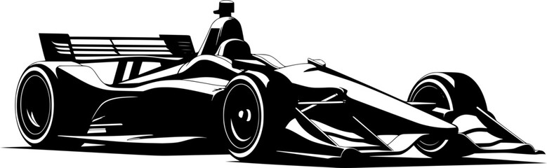 IndyCar car black vector icon, isometric view isolated on a transparent background.