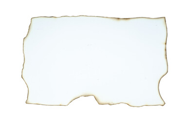 White paper page with a burnt edge. Parchment burnt effect, Torn and scorched paper texture