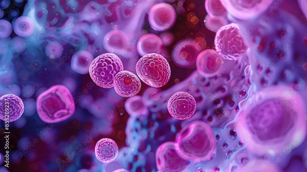 Poster a microscopic view of a cluster of cells