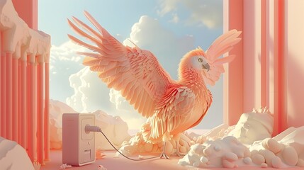 Harpy Recharging on a Vibrant Journey through the Ethereal Realm