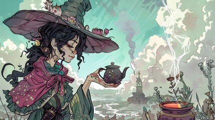 Harpy s Enchanted Potion Brewing Journey Through the Mystical Doodle Landscape