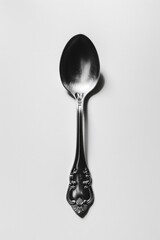 A simple still life of a spoon in monochrome tones