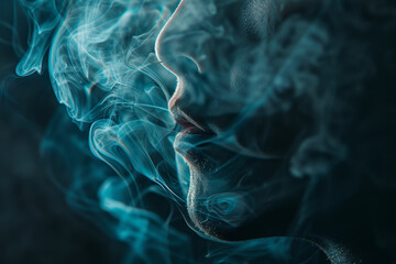 Obraz premium A woman's face is shown with smoke surrounding her