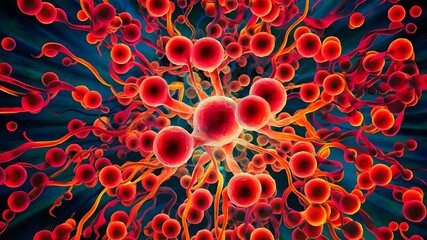 A close-up of a bunch of bacteria, a microscope view of bacteria flowing, and genareted AI.