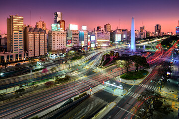 9 de Julio Avenue aerial shot.  Buenos Aires, Argentina