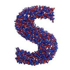 Alphabet made of pink female symbol venus and blue male symbol mars, letter S