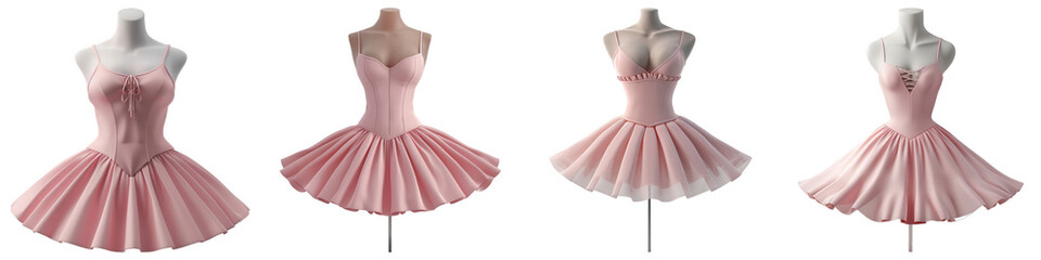 Set of Ballet Dancer Uniform isolated on transparent png background illustration. Generative ai